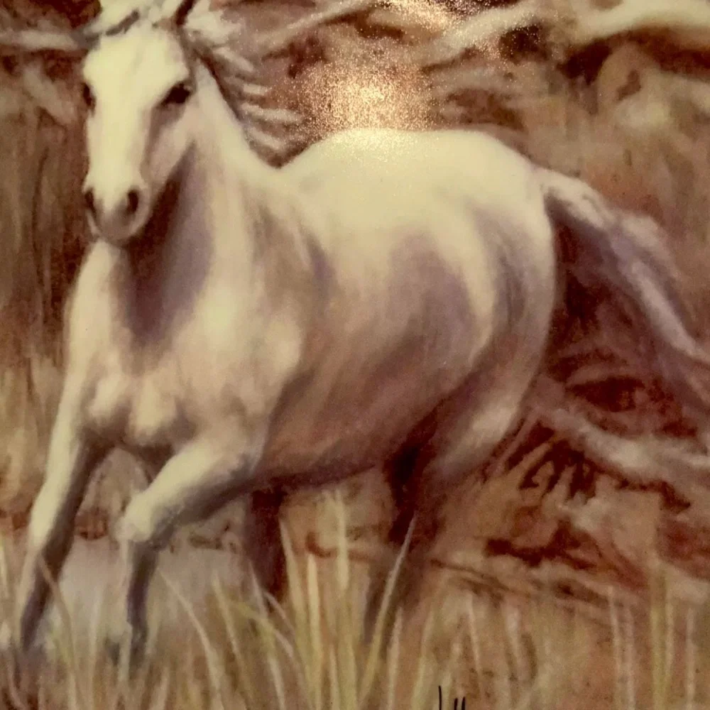 Tone World 2001 Hautman Brothers White Horse Collector Decorative Plate 8 1/2”